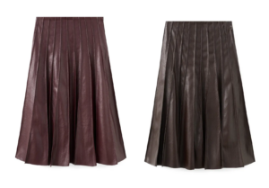 Dalia Pleated Faux Leather Midi Skirt