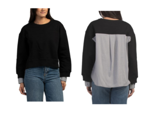 Long Sleeve Mixed Media Top
