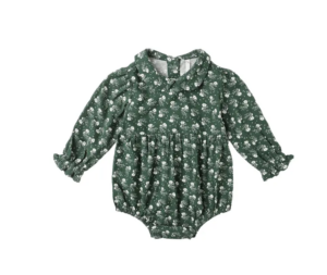 Cora Ditsy Floral Print Linen Blend Bubble Romper