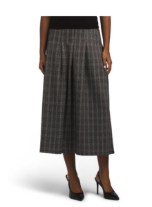 Double Knit Plaid Midi Skirt