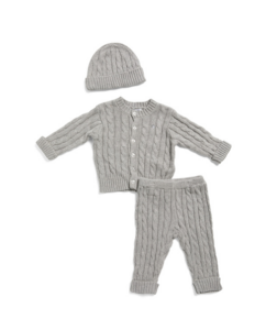 Cotton Newborn Boys 2pc Cable Knit Cardigan and Pants Set