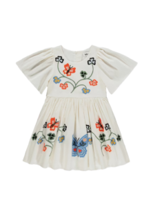 Girl's Carlin Embroidered Butterfly-sleeve Dressp