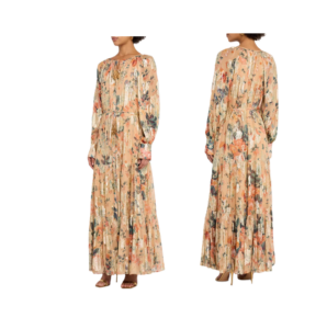 Xandra Tiered Metallic Floral-print Maxi Dress