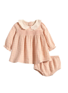 Kids' Callie Embroidered Collar Plaid Dress & Bloomers Set 3-24m