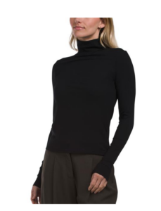 Wool Blend Long Sleeve Turtleneck Top