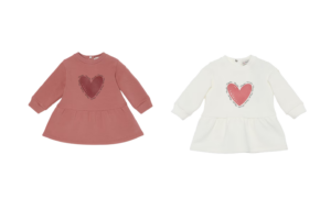 Girl's Heart Logo-print Sweatshirt Dress, Size 6m-2