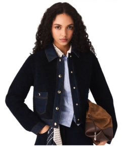 Bouclé and Denim-detail Jacket