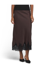 Pull on Midi Bias Skirt with Hidden Elastic Waist