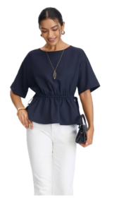 Women's Elbow Sleeve Side Drawstring Peplum Top