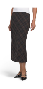 Pull on Flared Skirt with Faux Suede Tipped Waistband