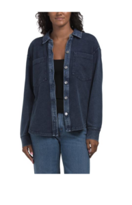 Denim French Terry Long Sleeve Shacket