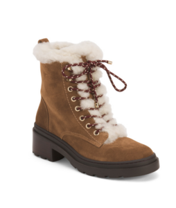 Suede North Lace Up Booties with Sheepskin Lining
