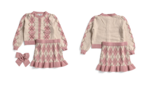 Toddler Girls 2pc Argyle Cardigan and Matching Skirt Skirt Size 2-5