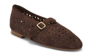 Suede Perforated Ballerina Flats