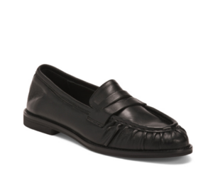 Leather Stitched Toe Box Penny Loafers with Lining