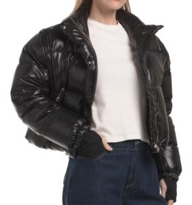 Cropped Down Puffer Jacket with Zip off Sleeves
