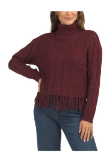Fringe Turtleneck Sweater