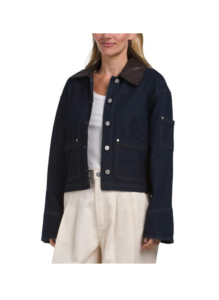 Cropped Trucker with Combo Collar