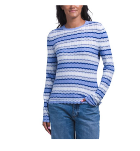 Silk Cotton and Nylon Bend Striped Crew Neck Sweater