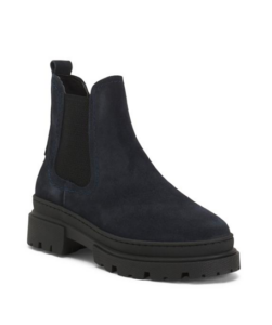Navy Suede Chelsea Booties