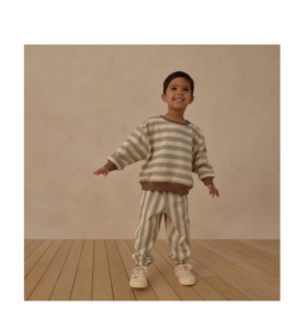 Toddler Boys' 2pc Striped Sweatshirt and Pants Set - Ivory 12m