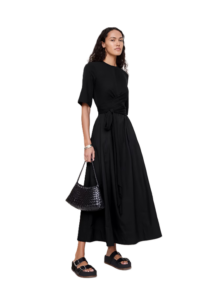 Cotton Poplin + Jersey Twisted Maxi Dress Size L
