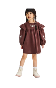 Toddler Girls' Floral Embroidered Long Sleeve Dress