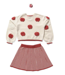 Girls 2pc Long Sleeve Sweater with Double Knit Skirt and Hair Clip