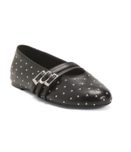 Leather So Studded Mary Jane Ballet Flats