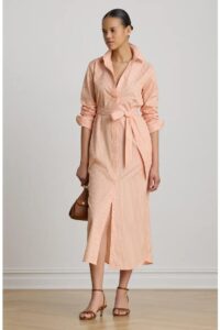 Stripe Long Sleeve Midi Shirtdress