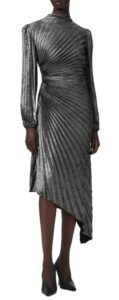 Milena Pleated Metallic Midi Dress