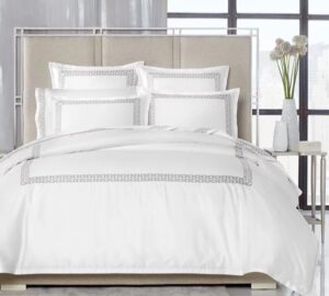 Chain Links Embroidery 100% Pima Cotton Duvet Cover Set, Full/queen