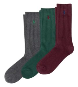 Assorted 3-pack Ribbed Cotton Blend Crew Socks