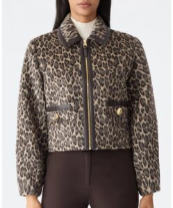 Lorah Leopard Print Wool & Alpaca Blend Crop Jacket