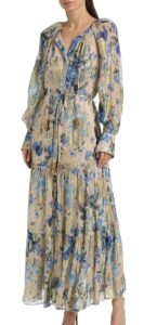 Xandra Metallic Floral Maxi Dress