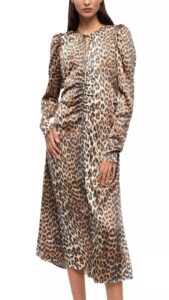 Printed Ruched Satin Dress