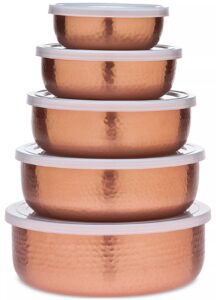 5-pc. Hammered Copper Storage Bowl Set