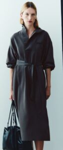 Long-sleeved Tie-belt Dress