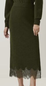 Lace Trim Midi Skirt