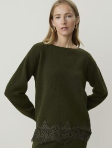 Lace Trim Boatneck Sweater