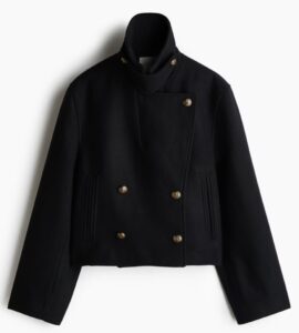 Wool-blend Funnel-collar Jacket