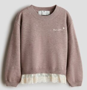 Sweater with Eyelet-embroidered Trim