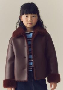Burgundy Red Faux Shearling Jacket (3-16yrs)