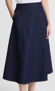 Organic Cotton Denim Midi Skirt
