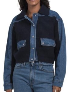 Denim and Sweater Cardigan Jacket