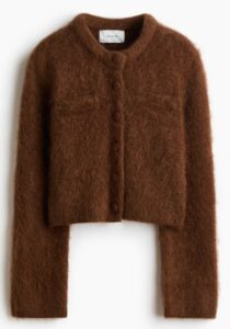 Mohair-blend Cardigan with Shoulder Pads