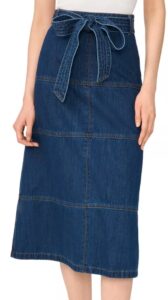 Denim Belted Midi Skirt