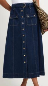 Blue Belted Pocket Midi Skirt