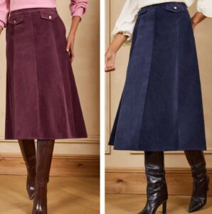 Navy Blue Cord Full Circle Midi Skirt