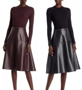 Mock Neck Mixed Media Studded Dress